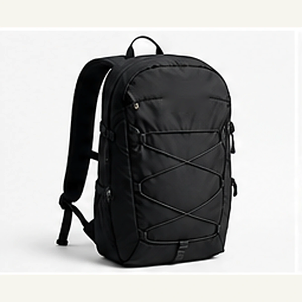 Photorealistic NORDLYN Arven Day Backpack in Black on a light background