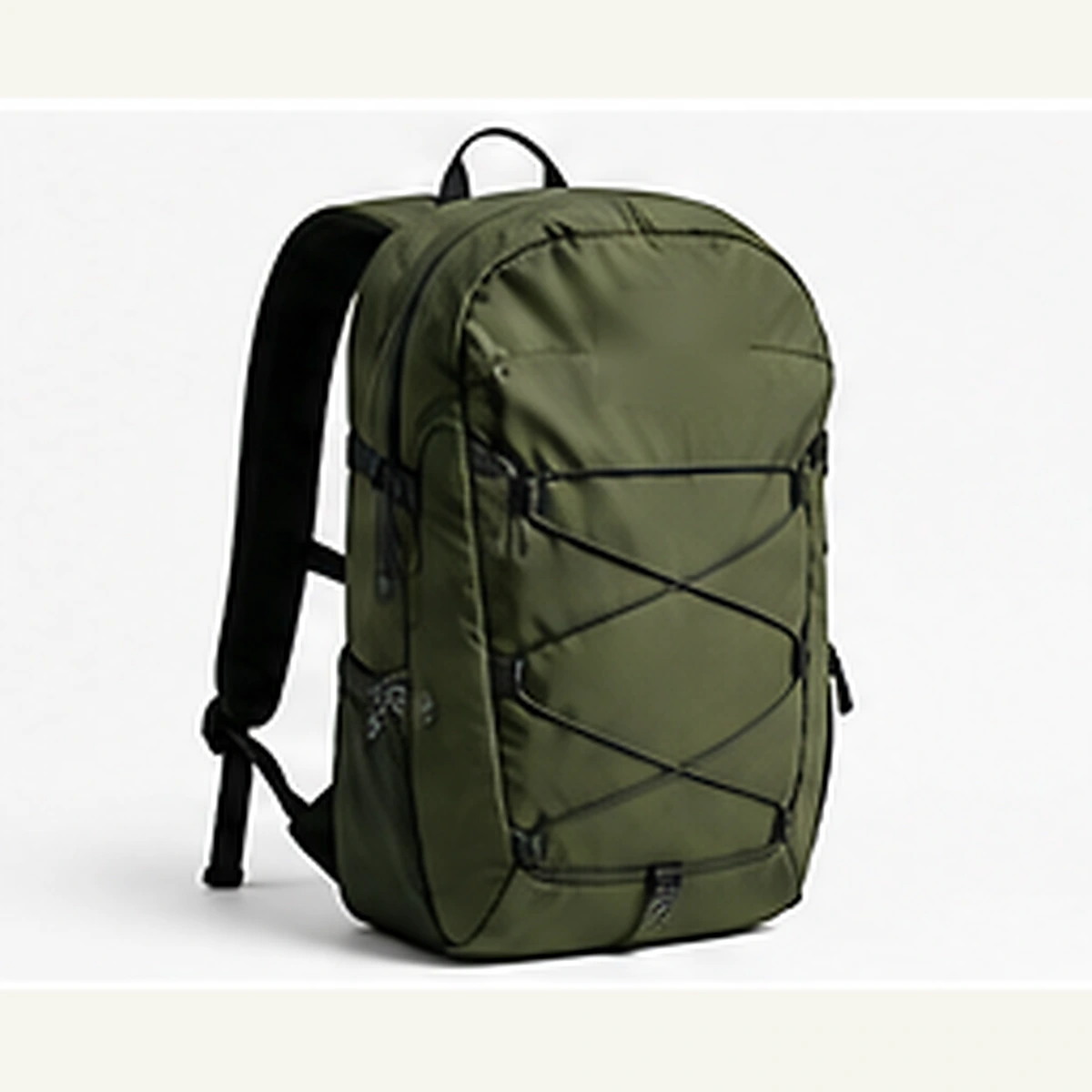 Photorealistic NORDLYN Arven Day Backpack in Moss on a light background